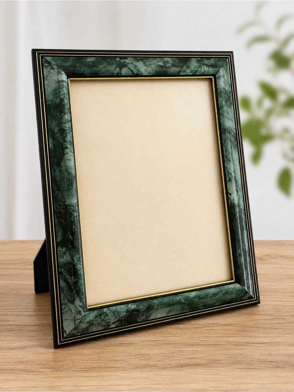 Vintage Beacon Hill 5x7 Picture Frame with Green Faux Marble Finish Gold Trim